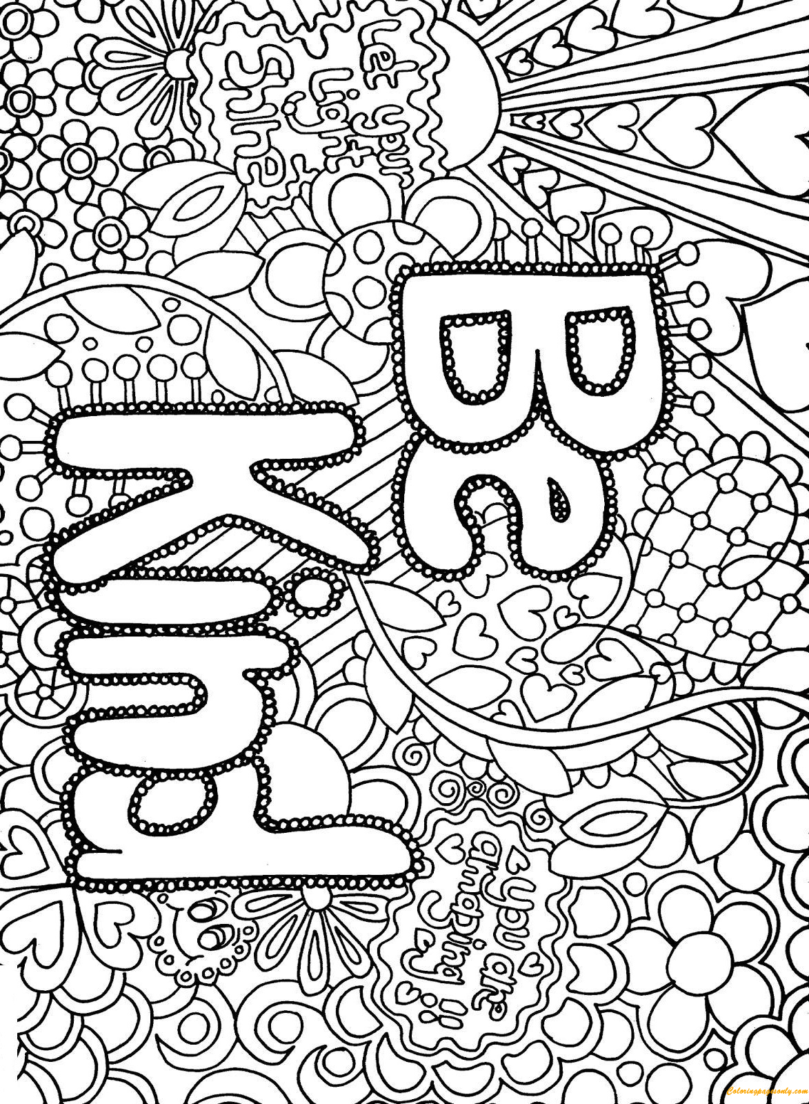 Difficult Advanced Letter Be Kind Coloring Page - Free ...