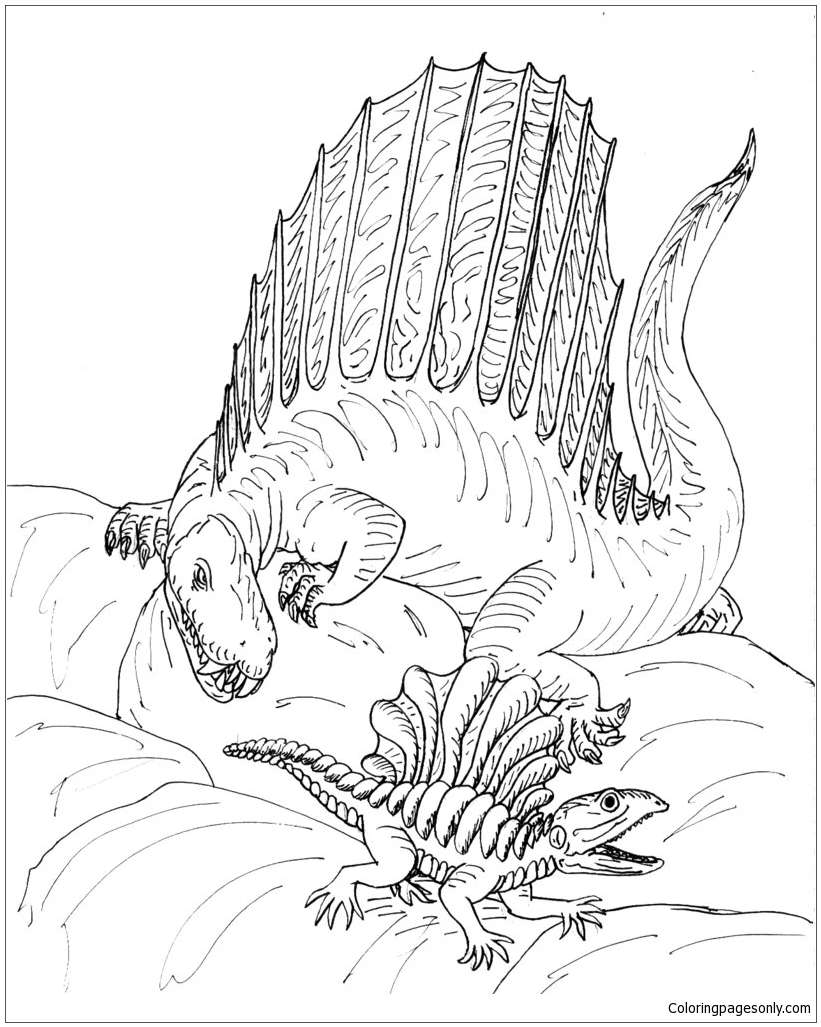 Pagina da colorare di dinosauro Dimetrodon