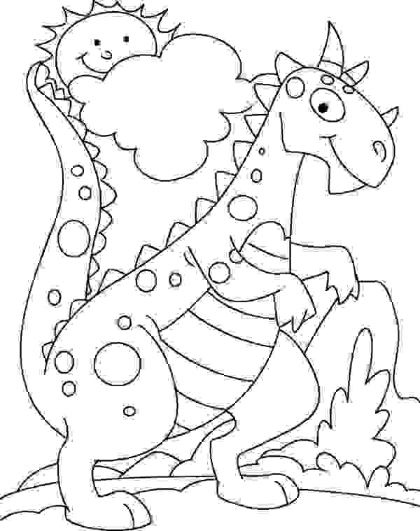 Dinosaur goes around on the sunny day Coloring Pages