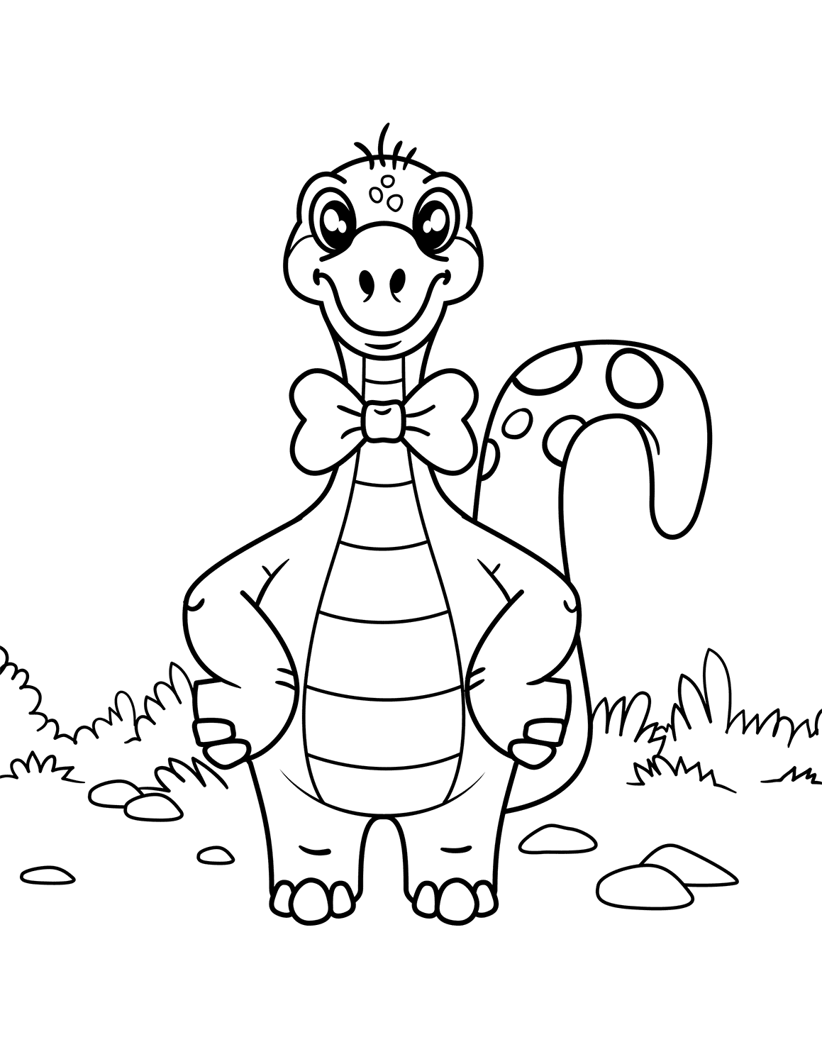 Dinosaur wearing bow tie Coloring Pages
