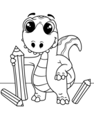 Dinosaur with pencils Coloring Pages