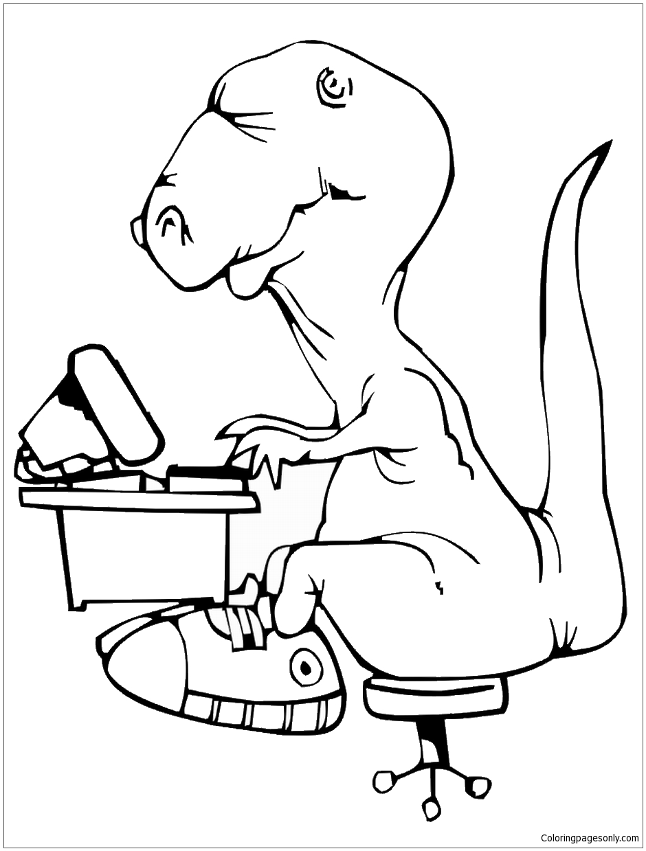 Dinosaurs are Working Coloring Pages