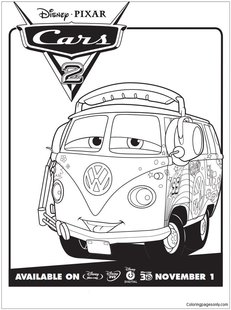 Disney Cars 2 Fillmore Coloring Pages Cartoons Coloring Pages Coloring Pages For Kids And Adults