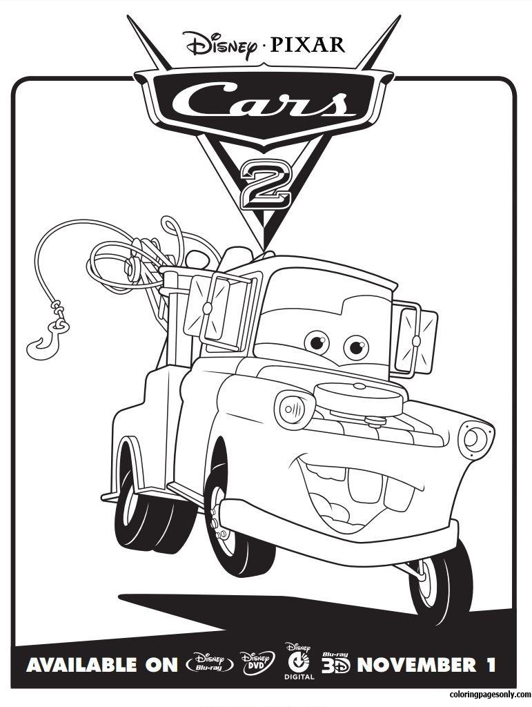 Download Disney Cars 2 Mater Coloring Pages - Cartoons Coloring Pages - Free Printable Coloring Pages Online