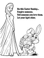 Disney Frozen Elsa With Easter Bunny Coloring Page