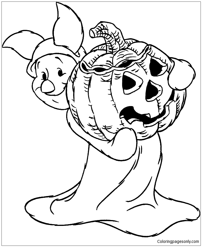 Leitão da Disney com abóbora da Disney Halloween