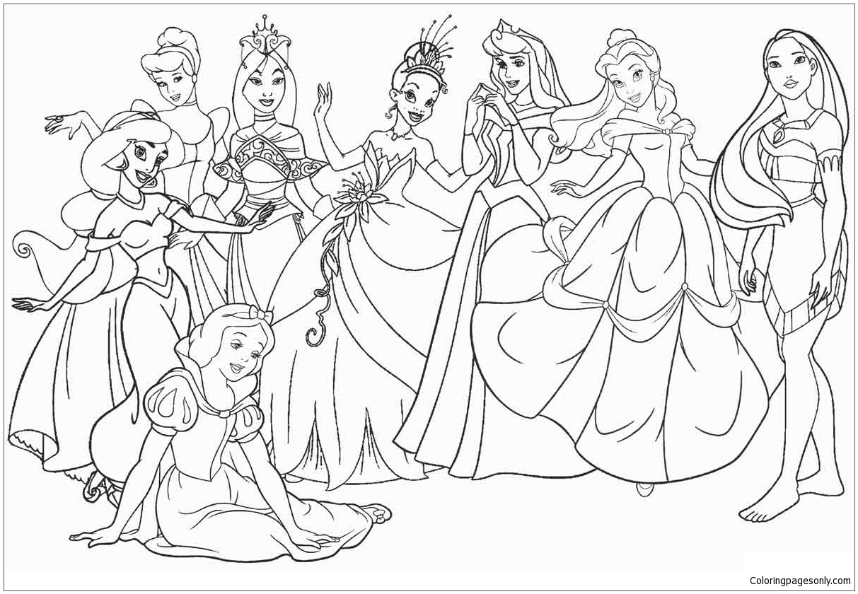 coloring pages disney princess online stories