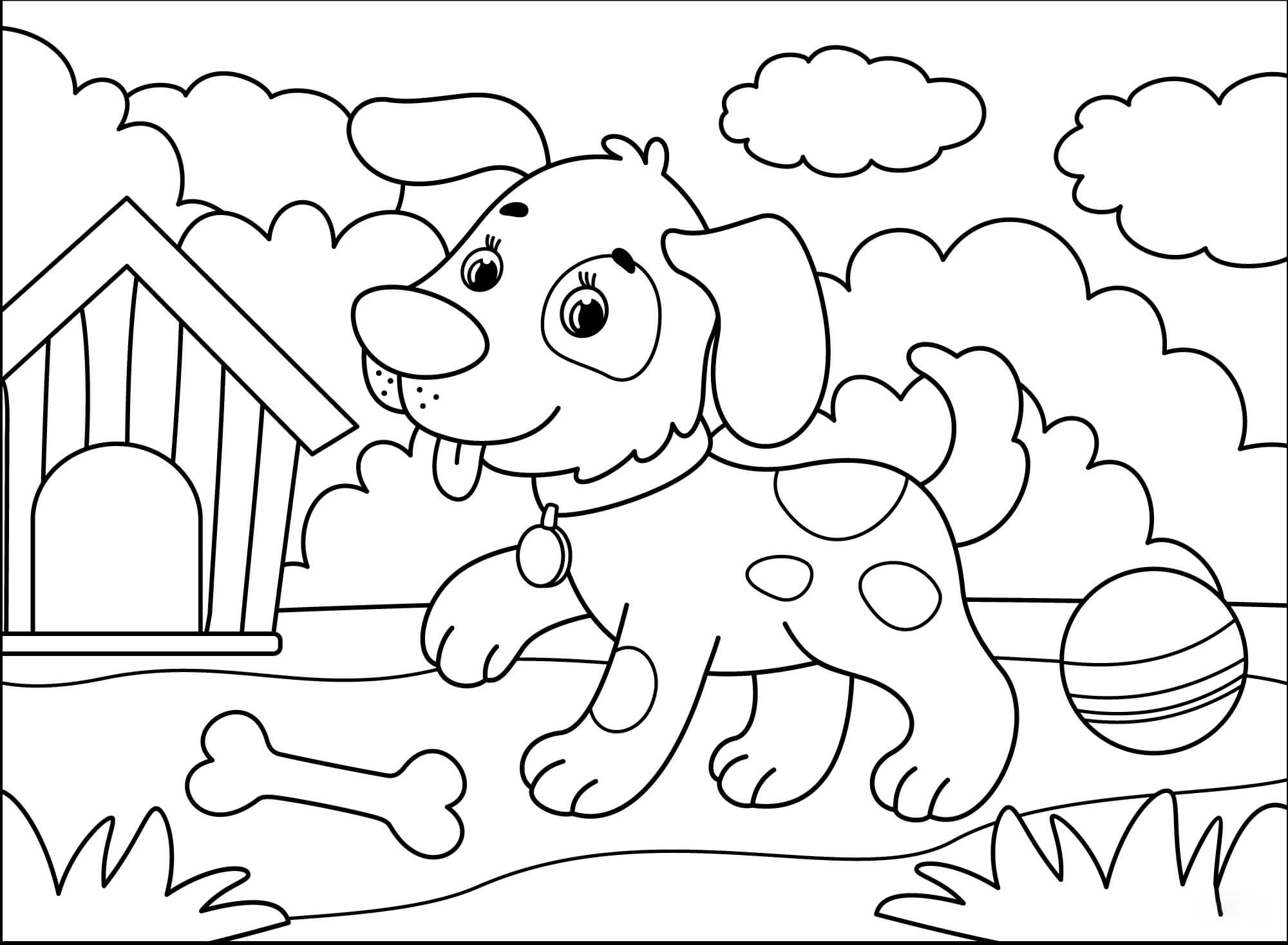 Página para colorir de cachorro de cães