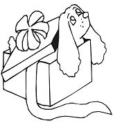 Dog in Gift Box Coloring Pages