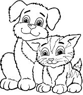 Dogs And Cats Coloring Page