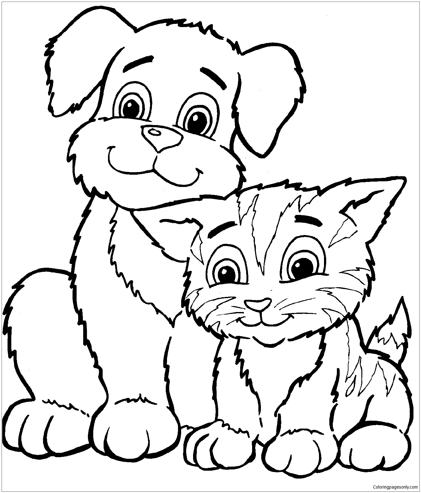 Dogs And Cats Coloring Page