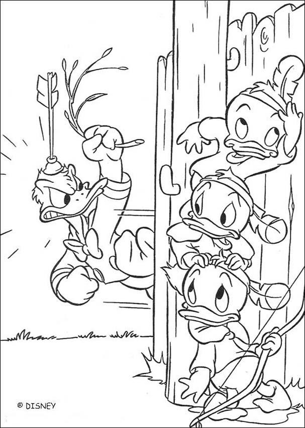 Donald Duck And Baby Ducks Coloring Page