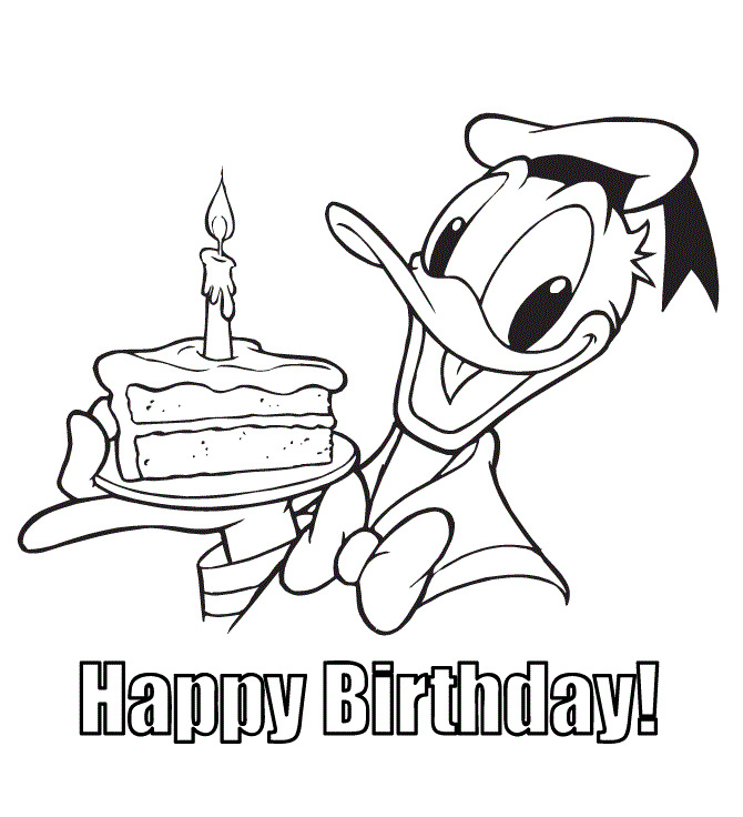Donald Duck Happy birthday Coloring Page