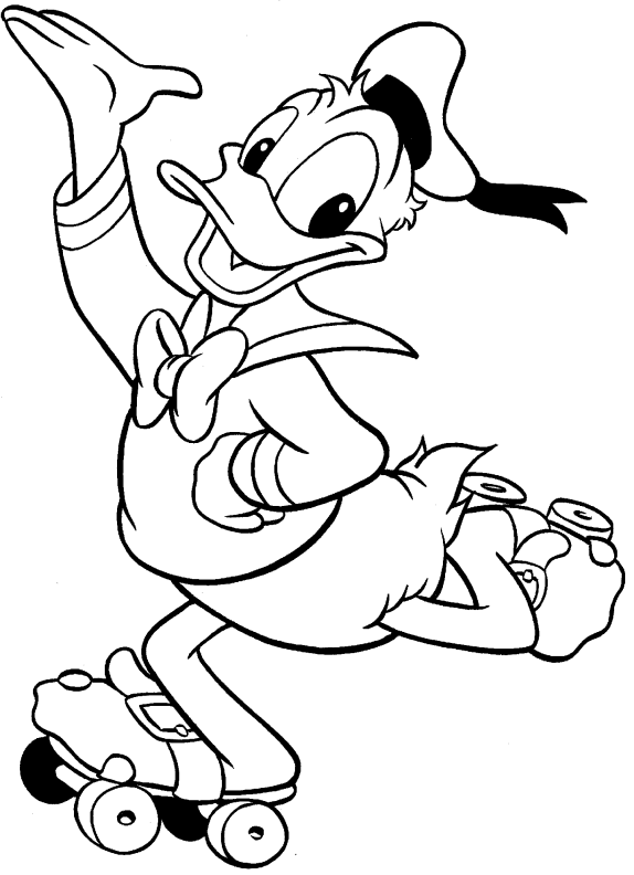 Donald Duck Skating Coloring Page