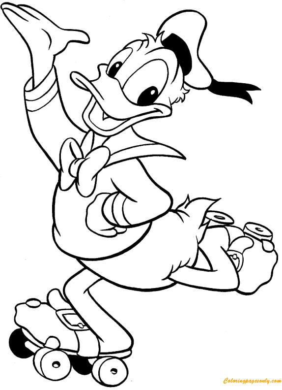 Donald Duck Skating Coloring Page