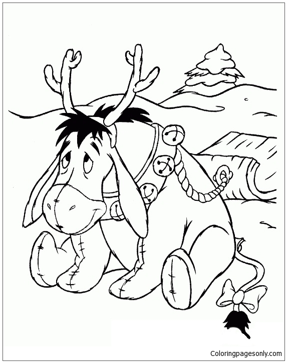 Donkey Eeyore Winter Coloring Pages