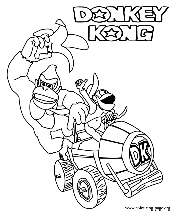 Donkey Kong y Diddy Kong conduciendo desde Donkey Kong