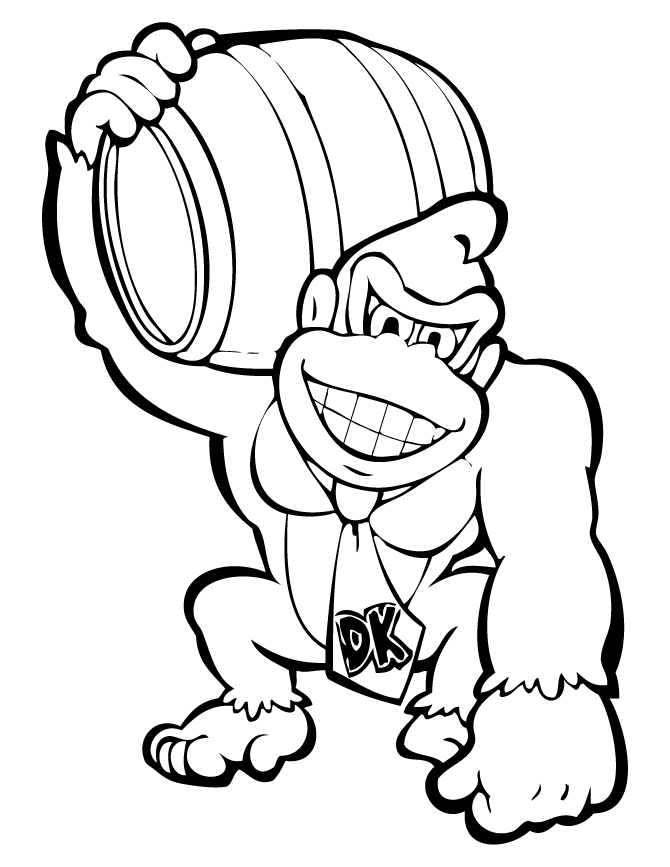 Donkey Kong With Barrel Coloring Pages Donkey Kong Coloring Pages 