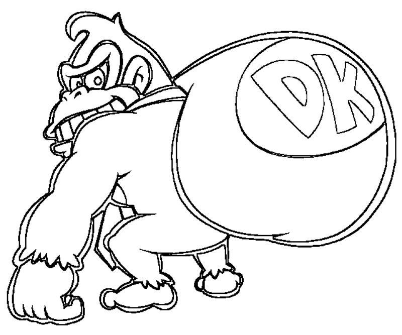 Desenho para colorir de saco de Donkey Kong para imprimir