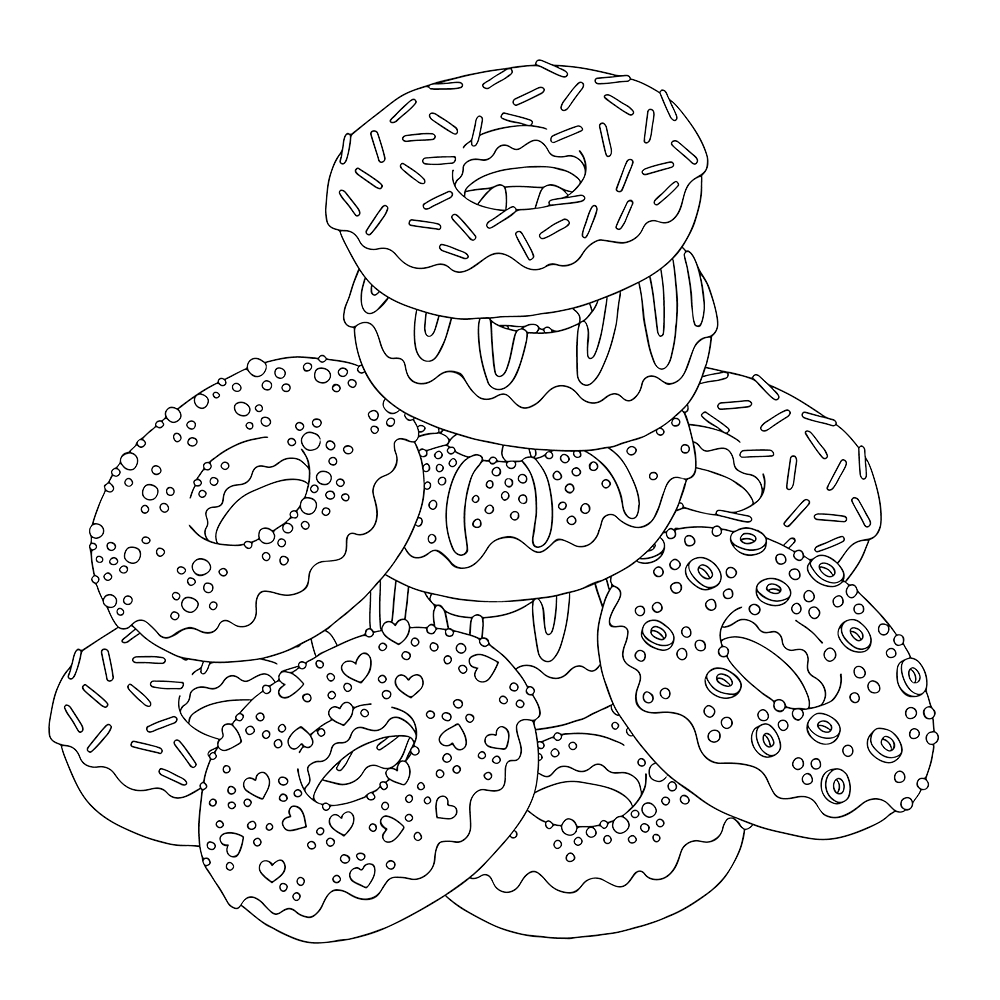Donut 20 Coloring Pages   Donut Coloring Pages   Coloring Pages For ...
