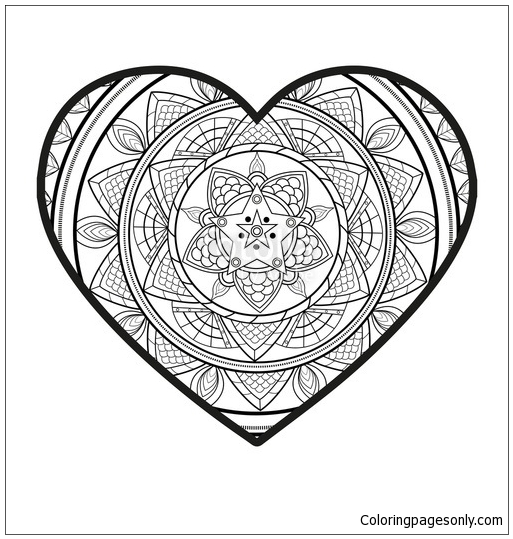 Heart Mandala 3 Coloring Pages