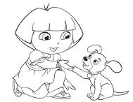 Dora With Puppy Coloring Pages