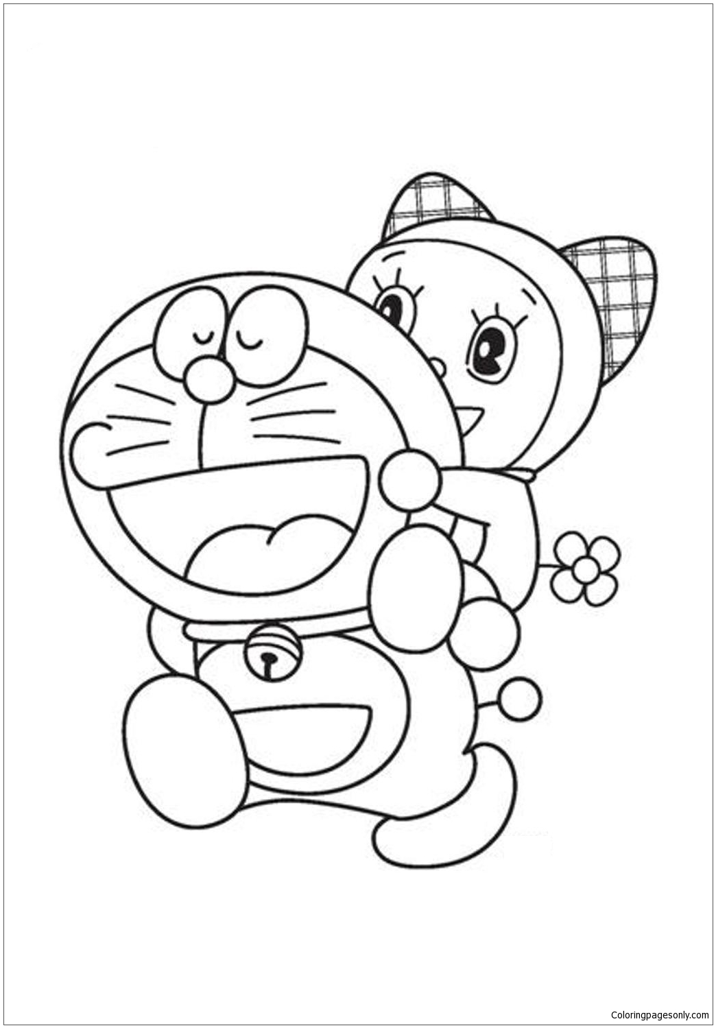 Kleurplaat Doraemon en Dorami