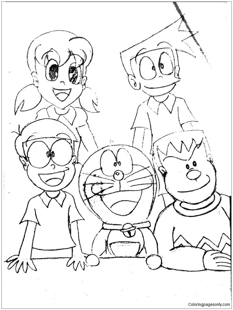Download Doraemon and Friends-Sort Coloring Page - Free Coloring Pages Online