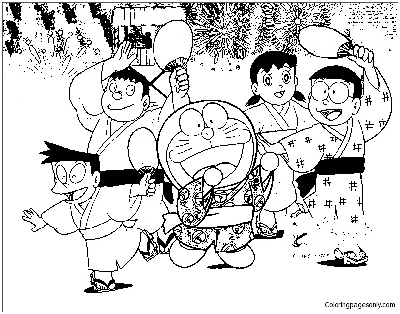 Doraemon en zijn vrienden in nieuwjaar van Doraemon