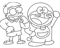Kleurplaat Doraemon en Nobita 2