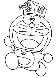 Doraemon and Small House Coloring Pages