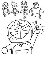 Doraemon Calling Nobita Suneo Shizuka and Giant Coloring Pages