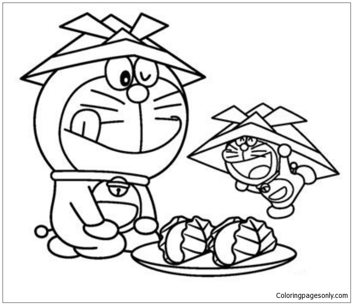 Doraemon Craves Doughnuts Coloring Pages