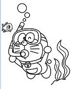 Doraemon Diving Coloring Pages