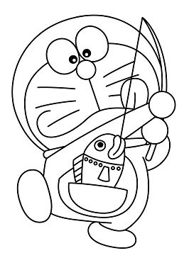 Doraemon Pesca Página Para Colorear