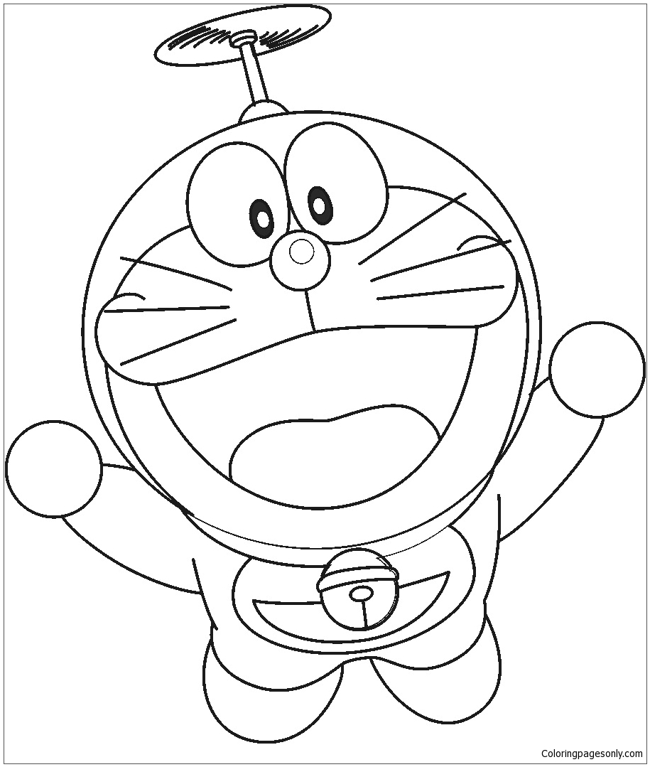 Doraemon Flying Coloring Pages - Doraemon Coloring Pages - Free