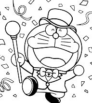 Doraemon Happy New Year Coloring Page