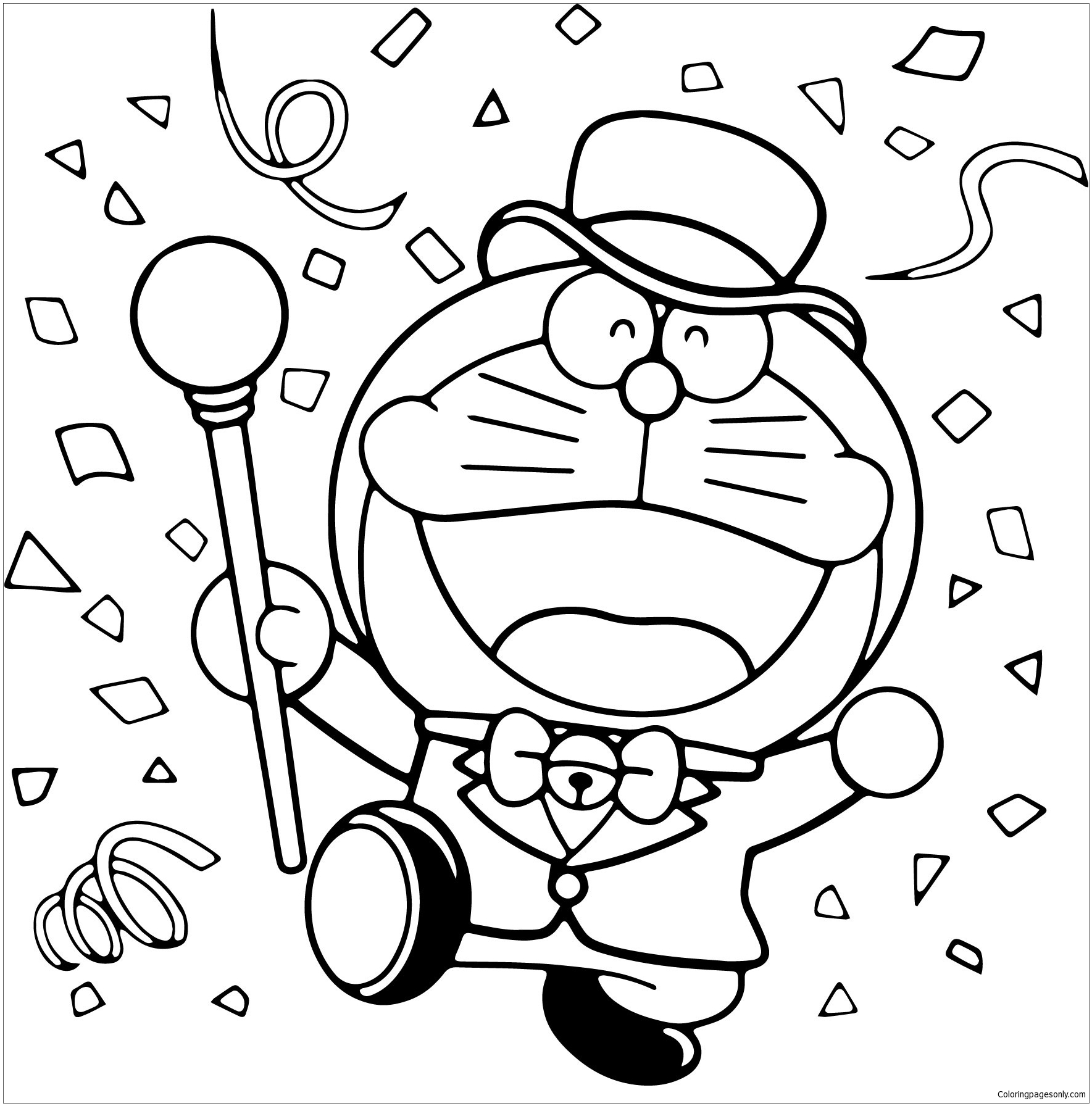 Doraemon Happy New Year Coloring Pages - Doraemon Coloring Pages - Free