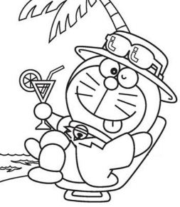 Doraemon In A Chilling Mood Coloring Page