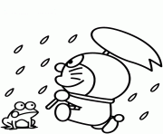 Doraemon In A Rainy Day Coloring Page
