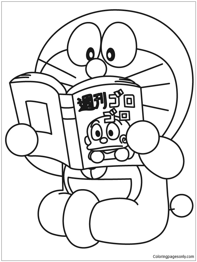 Doraemon sta leggendo il libro di Doraemon