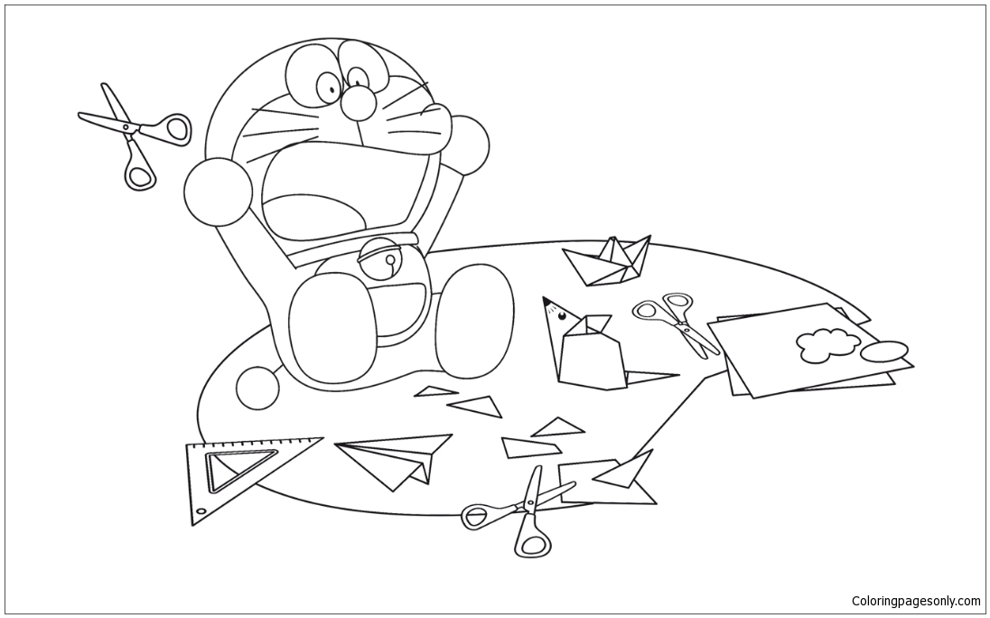 Doraemon aprende a hacer juguetes de papel de Doraemon.