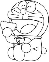 Doraemon Like Eating Donuts Coloring Pages