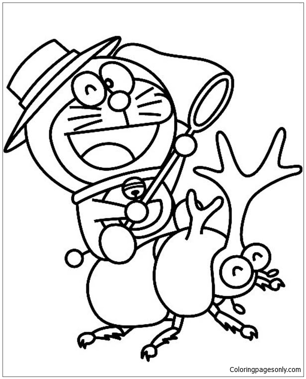 Download Doraemon Play with Beetle Coloring Page - Free Coloring ...