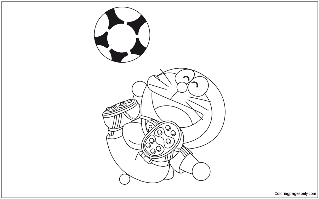 Download Doraemon Playing Football 1 Coloring Page - Free Coloring Pages Online