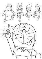 Doraemon Pressing Button Coloring Pages