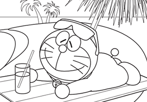 Doraemon Relaxing 1 Coloring Page