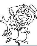 Doraemon Riding Bugs Coloring Page