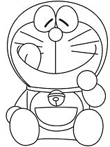 Doraemon Sonriendo Con La Lengua Fuera Página Para Colorear