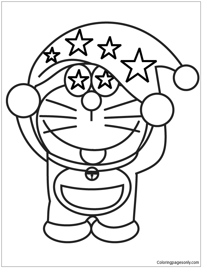 Doraemon portant un chapeau avec des étoiles de Doraemon
